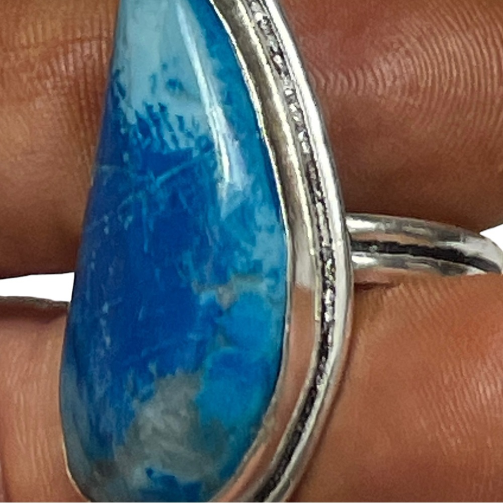 925 Sterling Silver Blue Howlite Handmade Ring Vintage Estate Size 7.75 2/$50